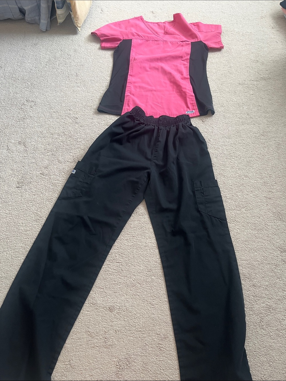 MOBB Women’s Pink & Black Cargo Jogger Scrub Pants